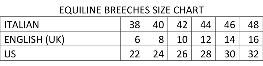 Tailored Sportsman Breeches Size Chart