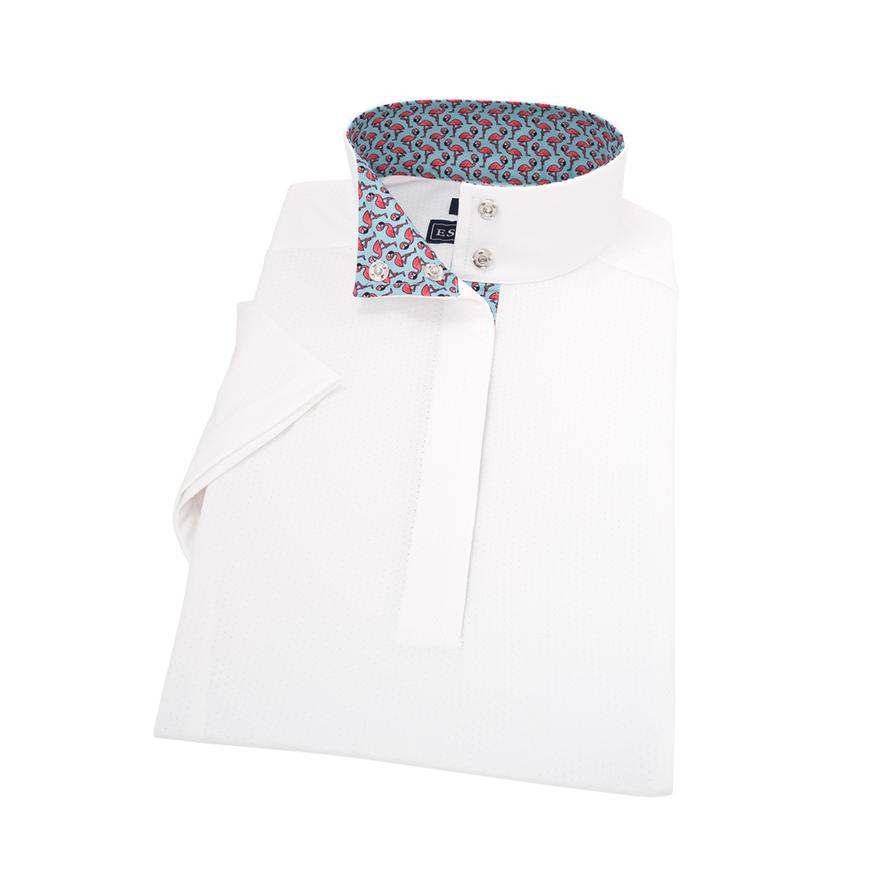 Flamingos Ladies Talent Yarn Straight Collar Short Sleeve Show Shirt