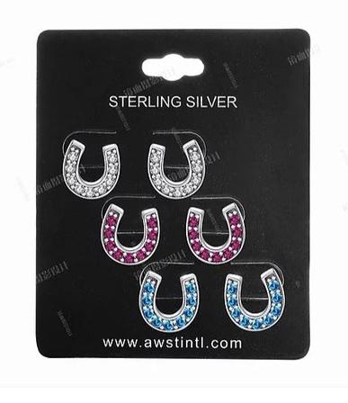 Sterling Crystal Horseshoe Earrings