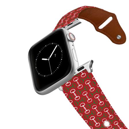 Leather Apple Watchband HOLIDAY_BITS_RED