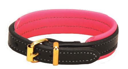 Rolled Leather Padded Bracelet BLACK/PINK