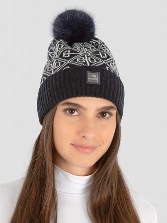 Edy Knit Pompom Hat BLUE