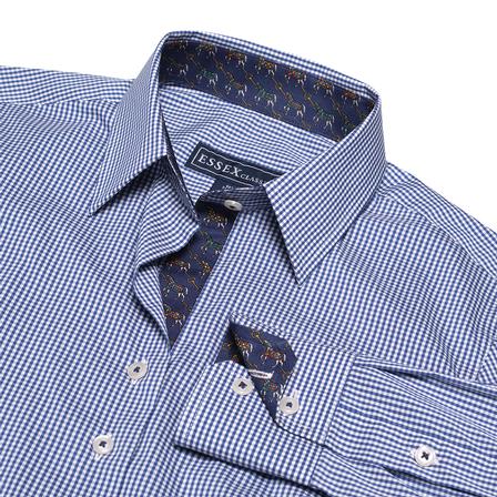 Dora Cheval Navy Gingham Check Tailored Shirt