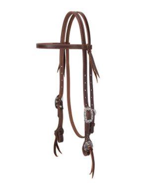 Working Tack Straight Browband Headstall with Floral Hardware 