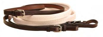 Creased Leather Reins with Rubber HAVANA/WHITE