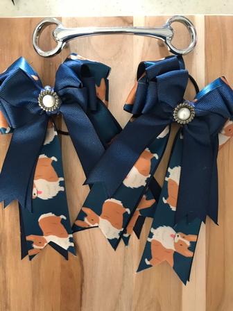 Navy Corgi Show Bows