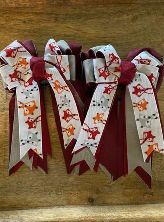 Burgundy & Grey Fox Show Bows