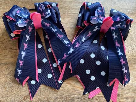 Navy & Pink Dot Show Bows
