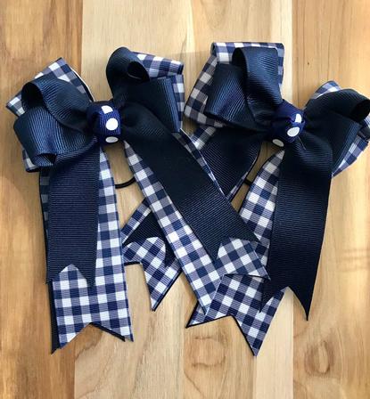 Navy Plaid Show Bows