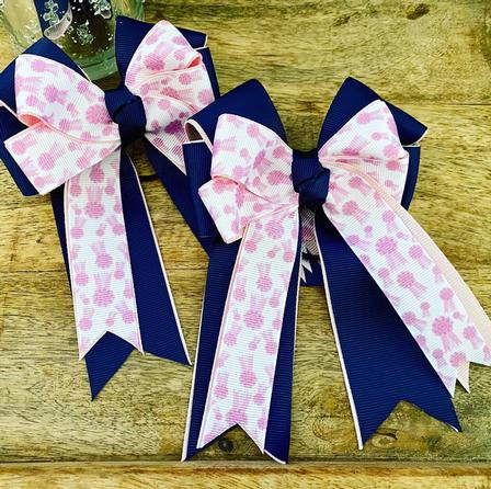 Navy & Pink Ribbon Show Bows
