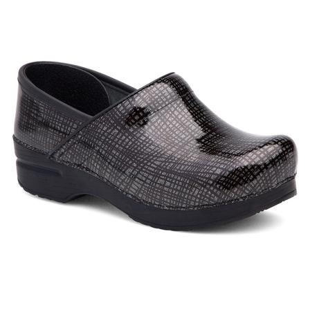 Dansko Professional Clog in Silver/Black Crisscross Patent Leather