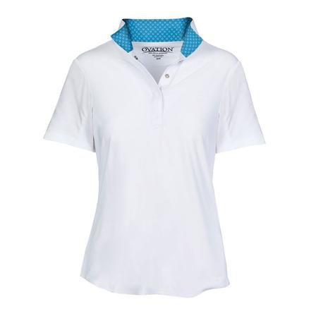 Jorden Ladies' Tech Short Sleeve Show Shirt WHITE/BLUE_HORSESHOE