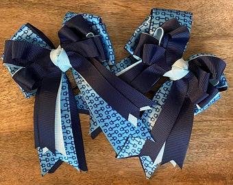 Navy Snaffle Bits with Light Blue Bows
