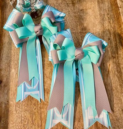 Teal & Grey Stirrup Bows