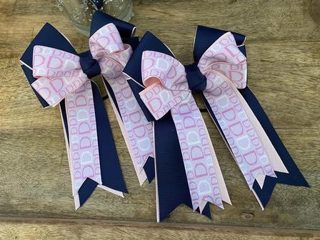 Navy & Pink Stirrup Bows
