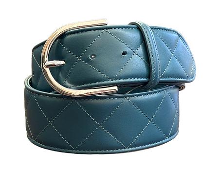 Quilted C Belt TEAL/SILVER