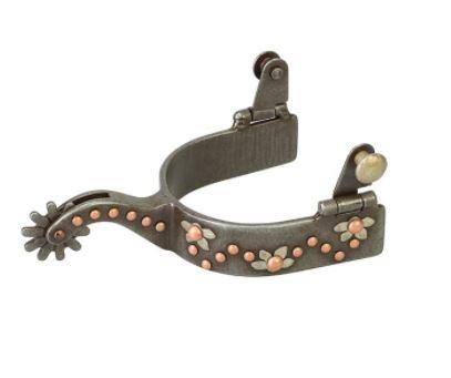Men's Spur with German Silver Floral Trim and Copper Accents