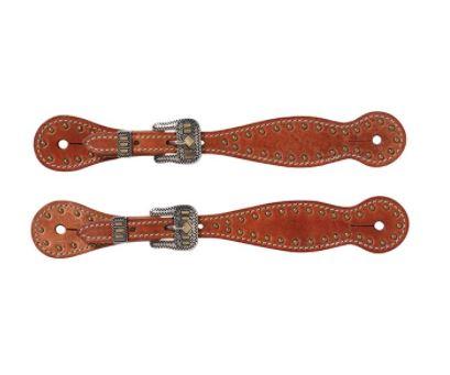 Premium Harness Leather Spur Strap, Diamond Bar Hardware