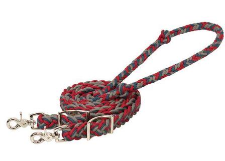 EcoLuxe™ Bamboo Flat Barrel Reins DKRED/INDIGO/CHARC