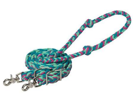 EcoLuxe™ Bamboo Flat Barrel Reins TURQ/RASP/GREEN