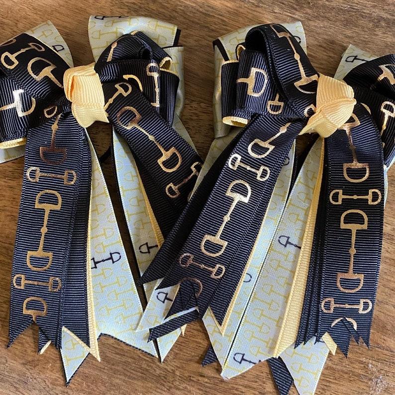 Horse Show Bows, Shadebelly Bows, Yellow And Black, Snaffle Bits
