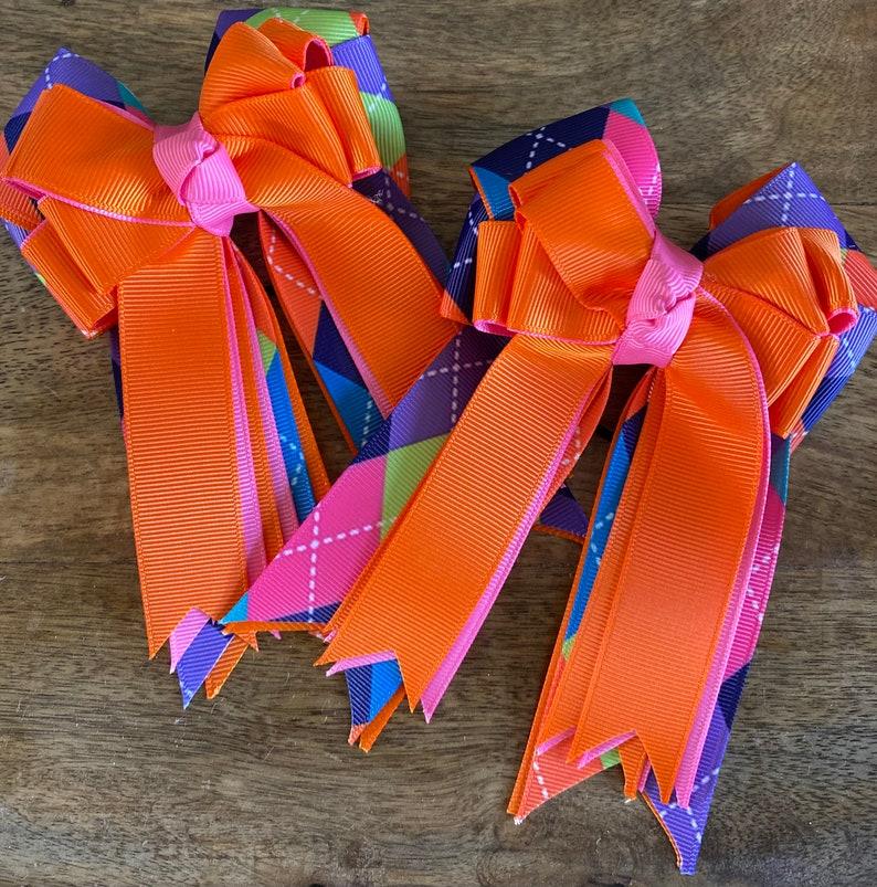 Horse Shows Bows, Sunshine Orange Argyle Colors
