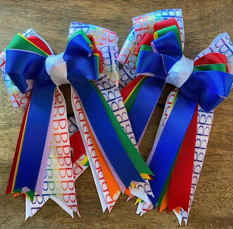 Horse Show Hair Bows, Rainbow Stirrups