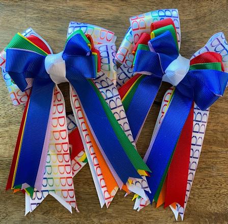 Horse Show Hair Bows, Rainbow Stirrups
