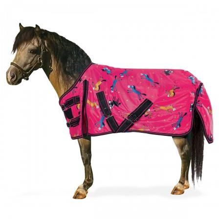 600D Pony Print Pony Turnout Blanket- 200g BERRY_PONY