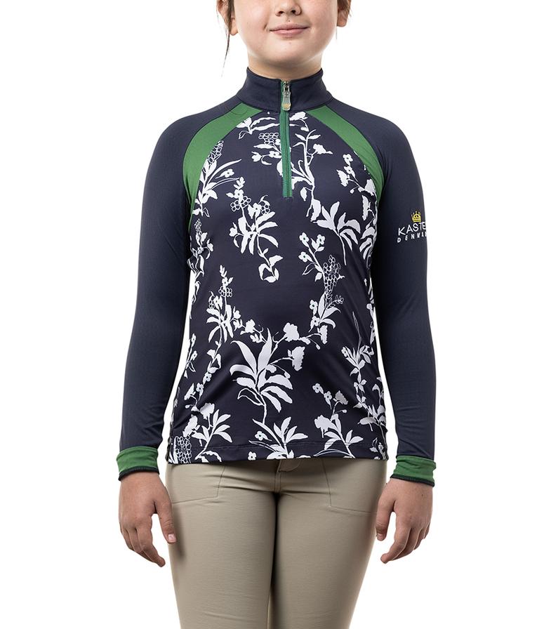 Long Sleeve Navy Floral With Green Accents - Youth