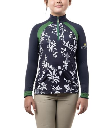 Long Sleeve Navy Floral with Green Accents - Youth 