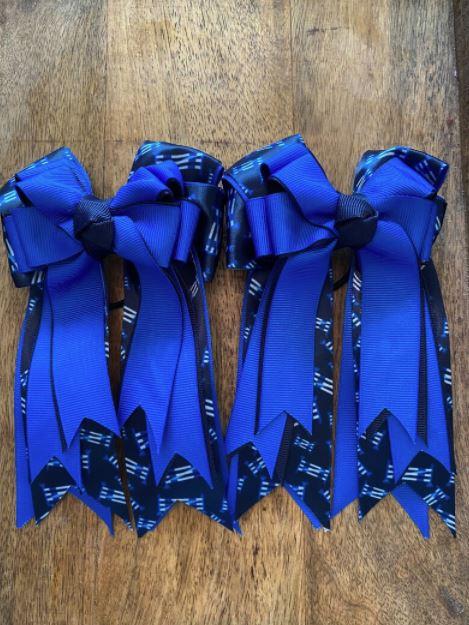  Horse Show Hair Bows, Verticals, Navy And Royal Blue Ribbon