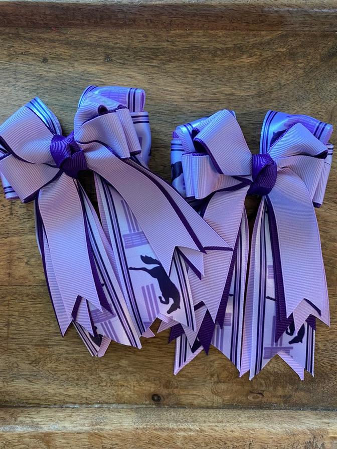Horse Show Hair Bows, Jumping Purple Ponies