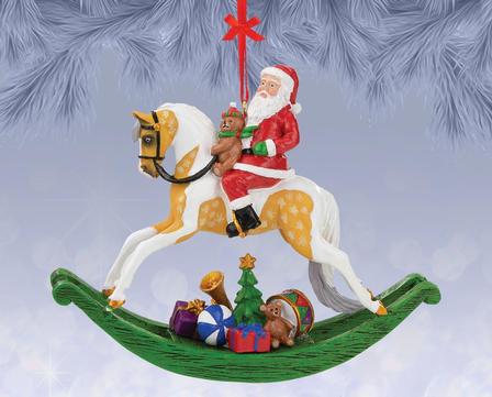 ROCKING HORSE SANTA ORNAMENT