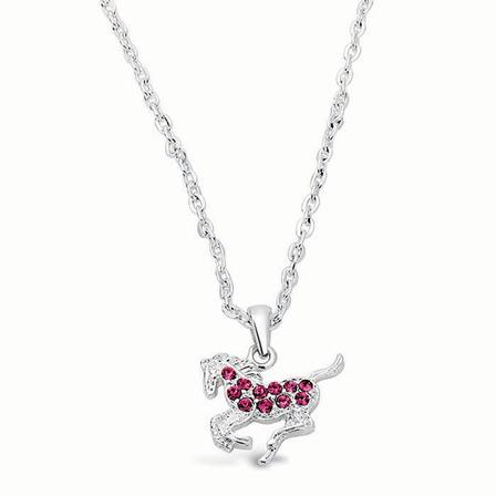 Galloping Horse Necklace with Rhinestones