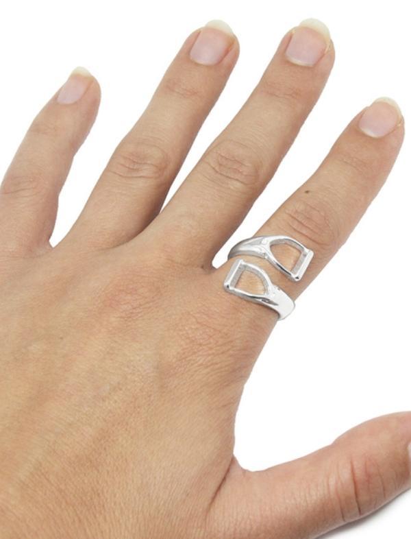 Silver Plated Or Gold Plated Double Stirrup Adjustable Ring