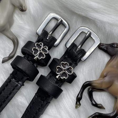 Silver Outline Clovers Spur Straps