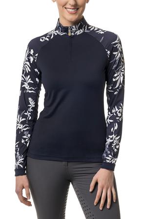 Navy and White Floral Print Raglan