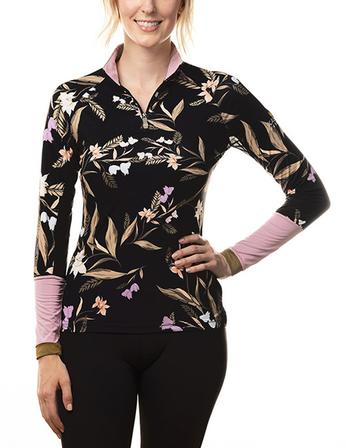 Black Tropical Color Block Mesh
