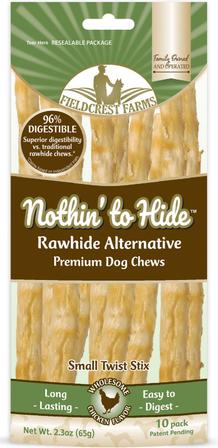 Nothin' To Hide Rawhide Alternative - Twist Stix, 10 Pack