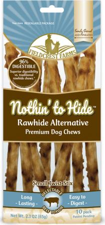 Nothin' To Hide Rawhide Alternative - Twist Stix, 10 Pack