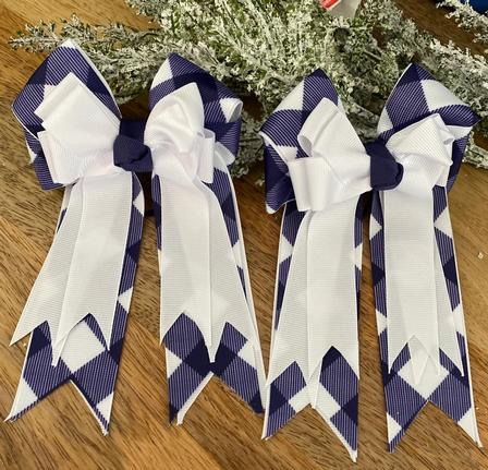 Navy and White Plaid Show Bows