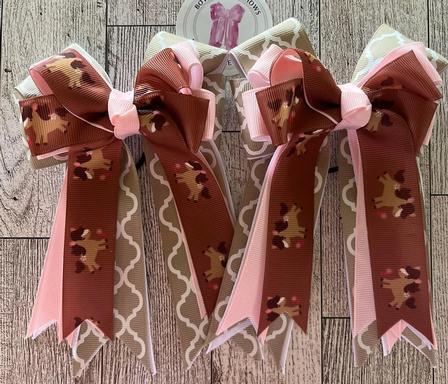 Pink Ribbon with Ponies Show Bows