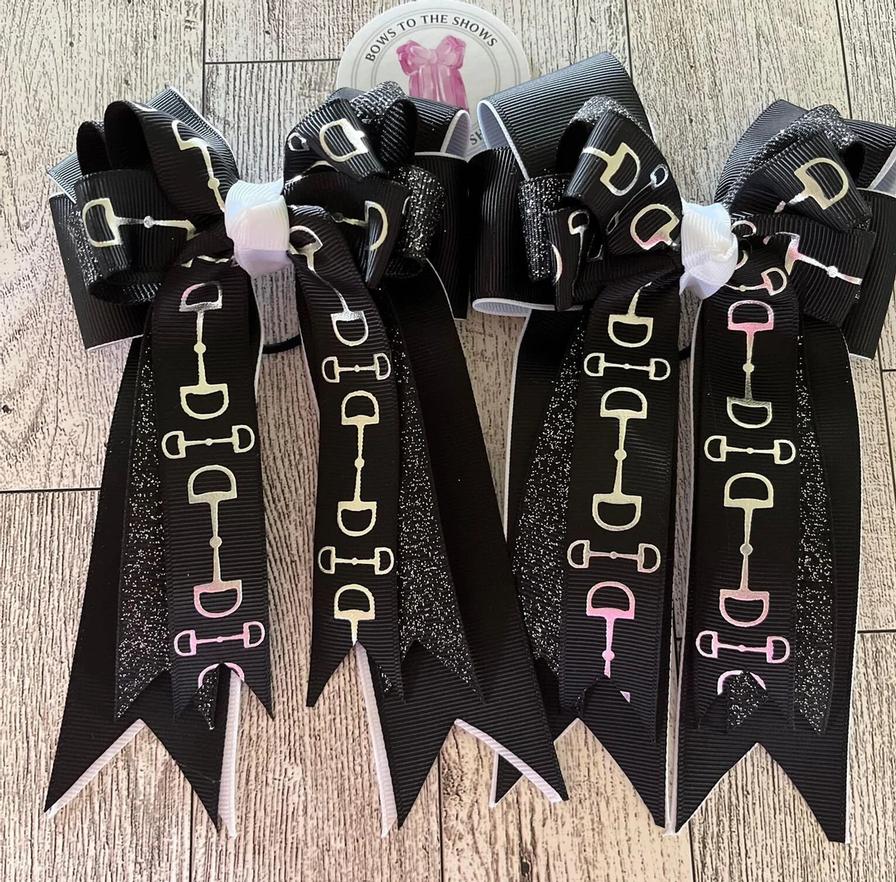 Black Ribbon Shimmery Snaffle Shadbelly Bows