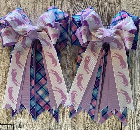 Purple Plaid with Pony Jumper Show Bows