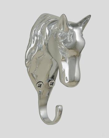 Brass Horse Head Hook - Chrome