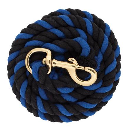 Cotton Lead Rope with Brass Plated Snap BLACK/BLUE
