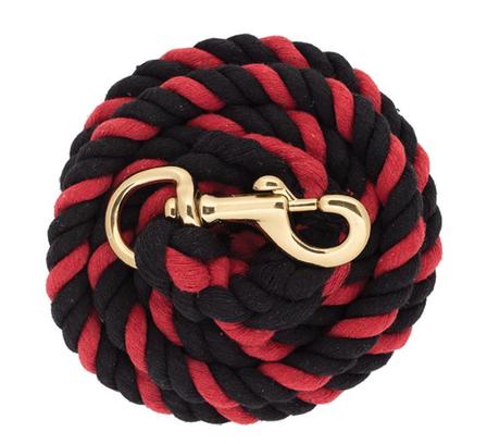 Cotton Lead Rope with Brass Plated Snap BLACK/RED