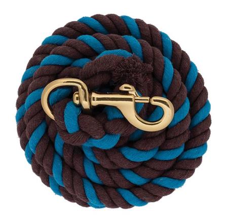 Cotton Lead Rope with Brass Plated Snap CHOC/BLUE