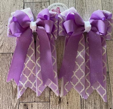 Purple, White Quatrefoil Purple Shimmer Show Bows